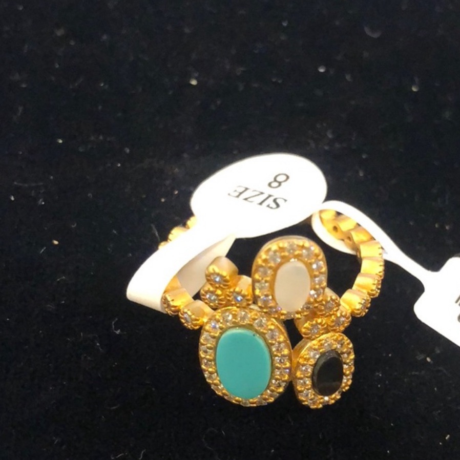 Freida Rothman Turquoise,Labradorite & Mother-Of-Pearl Cubic Zirconia Ring-Sz 8